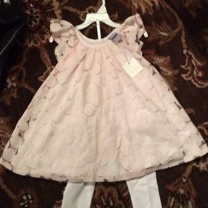 TAHARI GIRLS 24MOS PINK LACE DRESS AND LEGGINGS